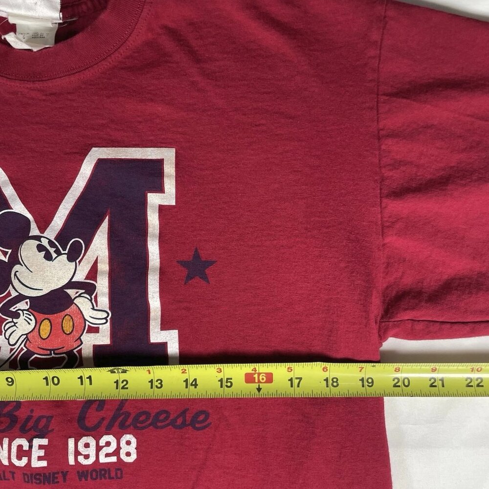 Vintage Disney Mickey Mouse "The Big Cheese Since 1928" T-Shirt Men's Large Red - Picture 6 of 8